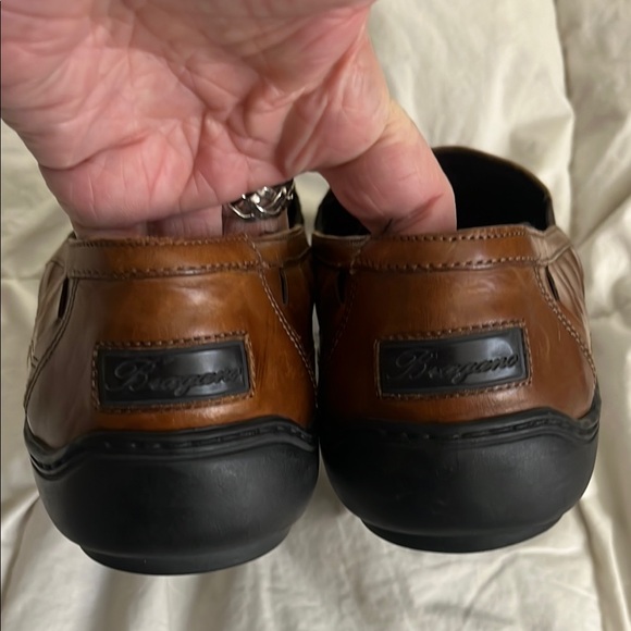 Bragano Brown Leather Loafers with Woven Pattern - Picture 7 of 9